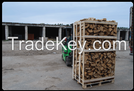 Firewood in the crates, charcoal