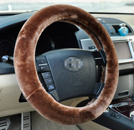senior wool-like car steering wheel cover/made in china