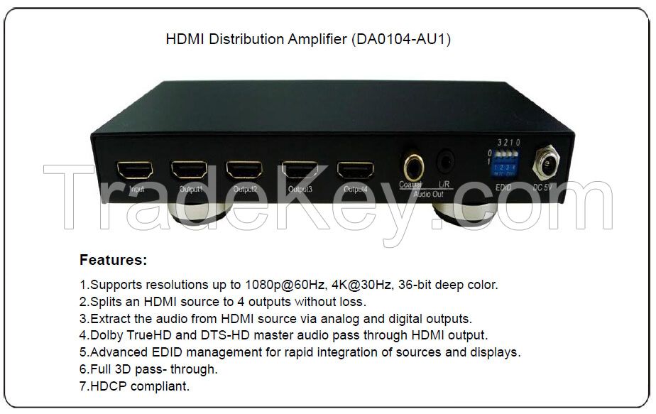 4K 1x4 HDMI Splitter with Audio outputs