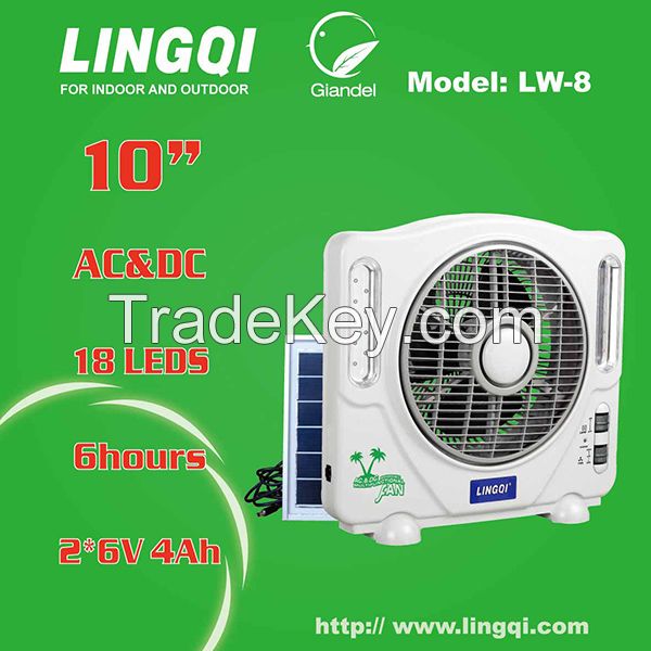 hot sale solar 10'' rechargeable fan with light