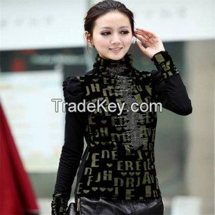 new winter sweet velvet long-sleeved high-necked 