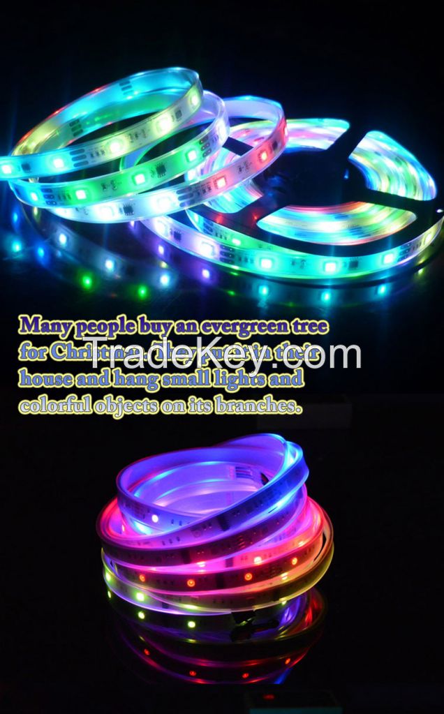 2016 hot sell Led strip with 12 v5050  not waterproof 1 m with 30beads   colorful built-in IC entertaining diversions  led strip