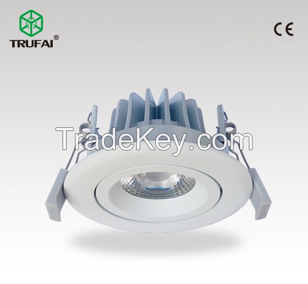 sharp COB led down light 8W anti-glare tunable recessed light, warm light led ceiling light for home or commercial lighting, 3 years warranty