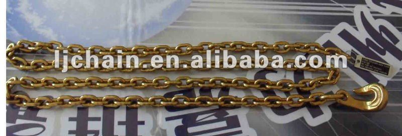 Cargo tie down chain with bent hooks