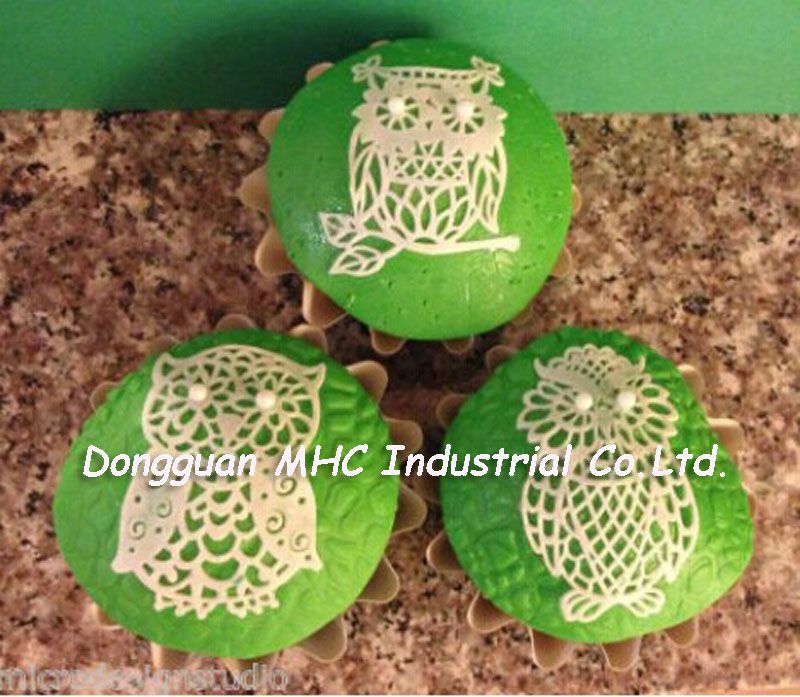 Cake silicone lace mat owl pattern, cake edge silicone mat, lace border mold