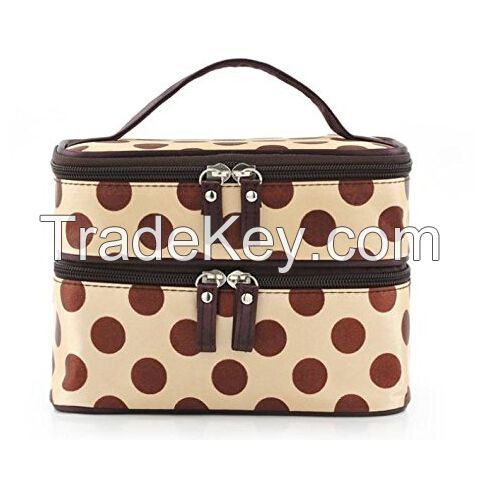 Double Layer Cosmetic Bag with mirror