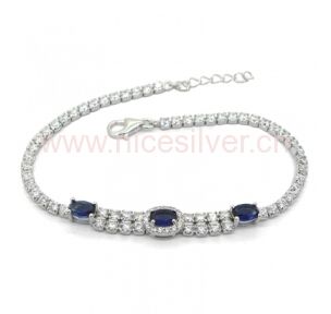 Silver bracelets with antique finished zircon