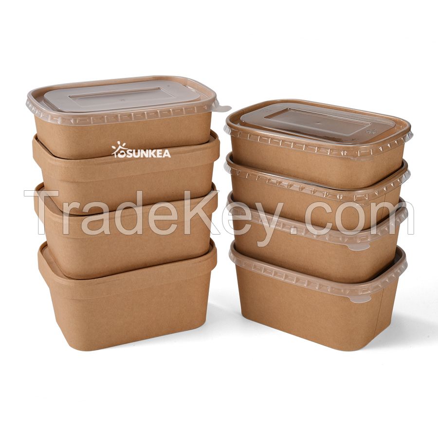 Compostable Rectangular Kraft Salad Bowl