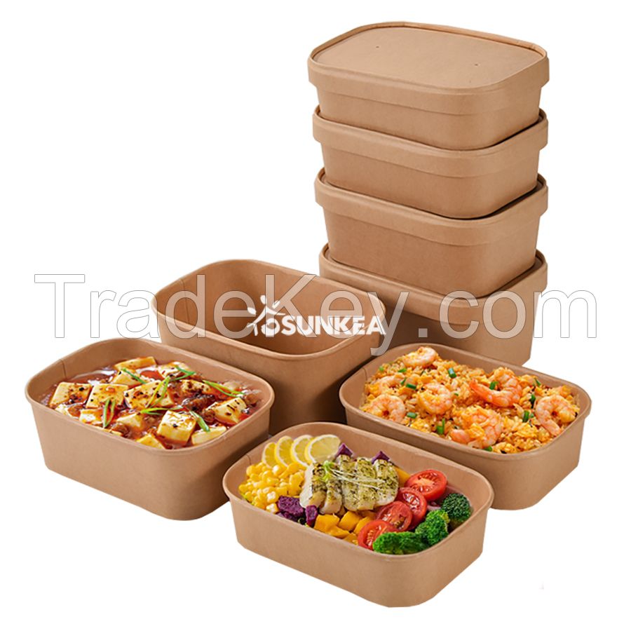 Compostable Rectangular Kraft Salad Bowl