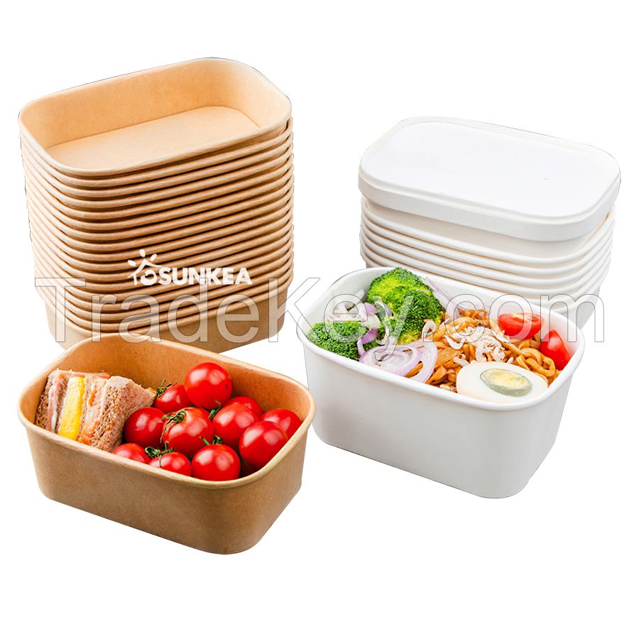 Compostable Rectangular Kraft Salad Bowl