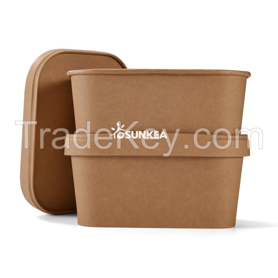 Compostable Rectangular Kraft Salad Bowl