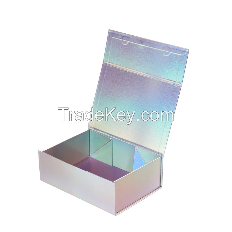 Next Day Shipment Flat Pack Paper Cardboard Collapsible Gift Boxes With Holographic Finish