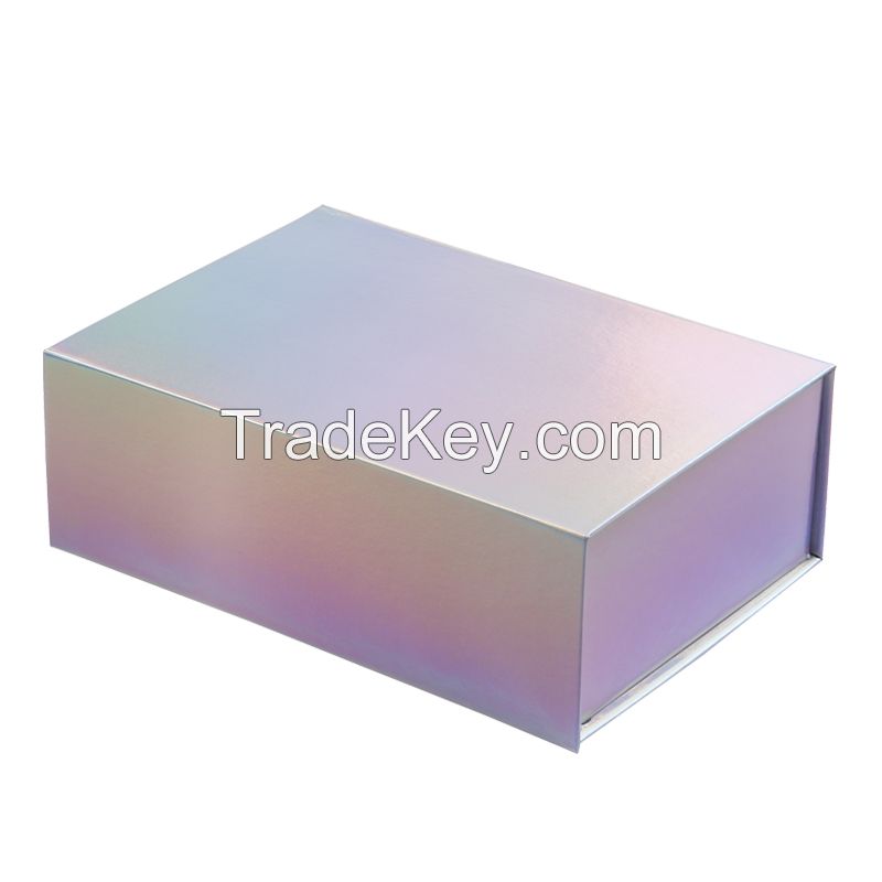 Next Day Shipment Flat Pack Paper Cardboard Collapsible Gift Boxes With Holographic Finish