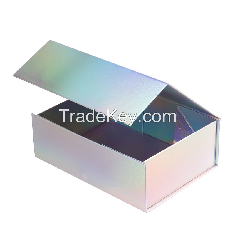 Next Day Shipment Flat Pack Paper Cardboard Collapsible Gift Boxes With Holographic Finish