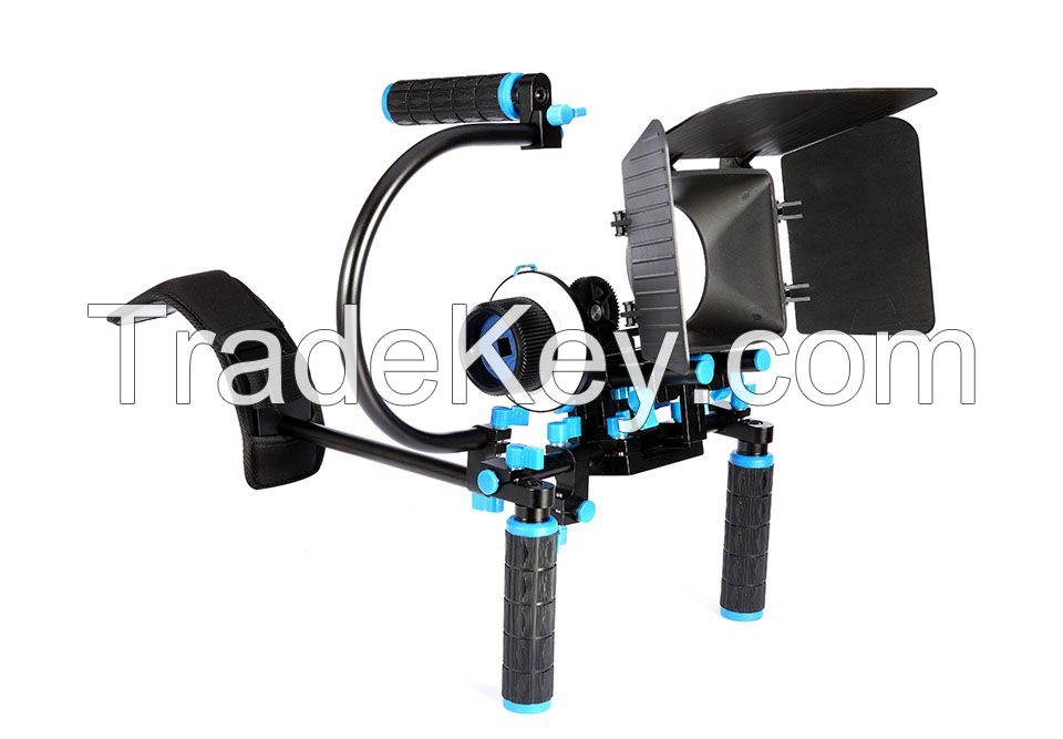Mult-function Practical DSLR Camera Shoulder Rig Mount Kit With Matte Box Follow Focus