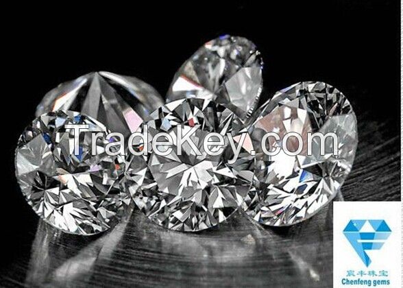 shining high quality white round cz loose gemstone cubic zirconia