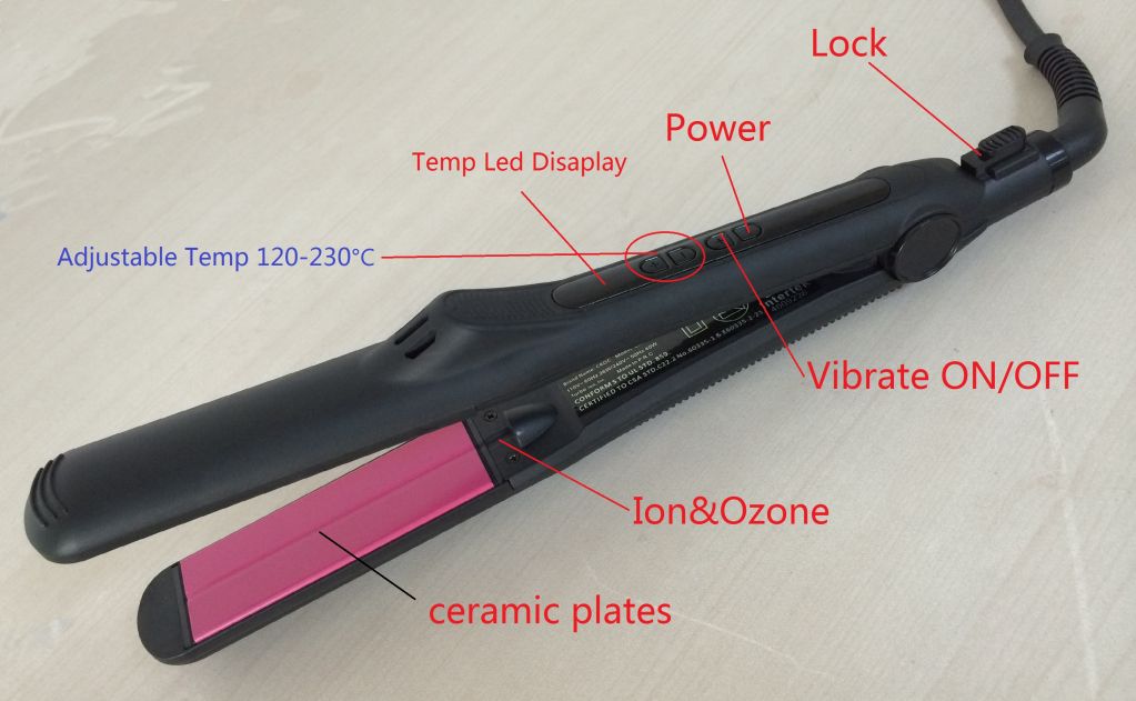 Ionic & vibrate hair straightener