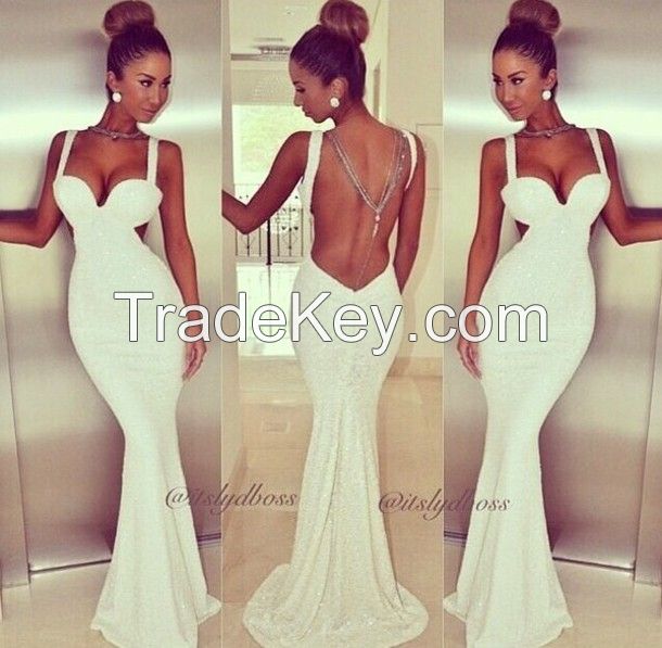 black white Maxi Evening gown sexy Party Prom fashion dress OM144