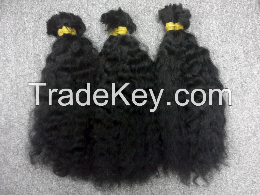 Curly double drawn weft human hair