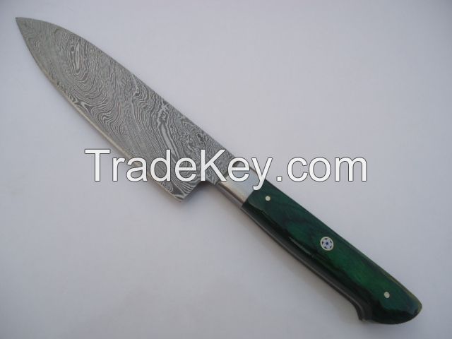Kitchen Knife set Damascus steel chef knives custom cook 1071-Green