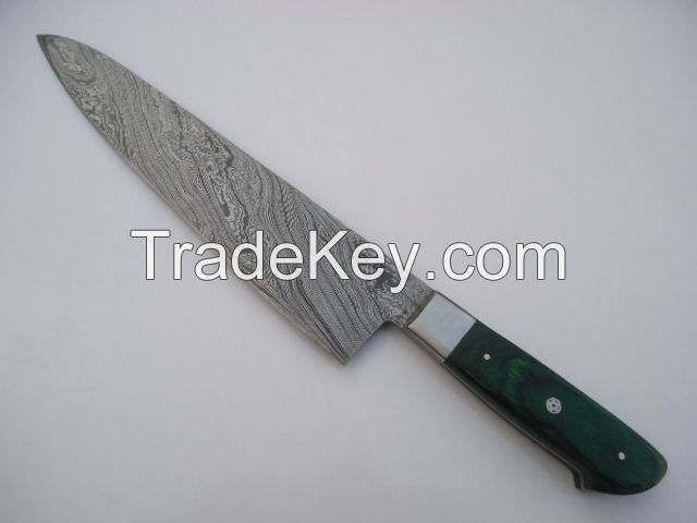 Kitchen Knife set Damascus steel chef knives custom cook 1071-Green