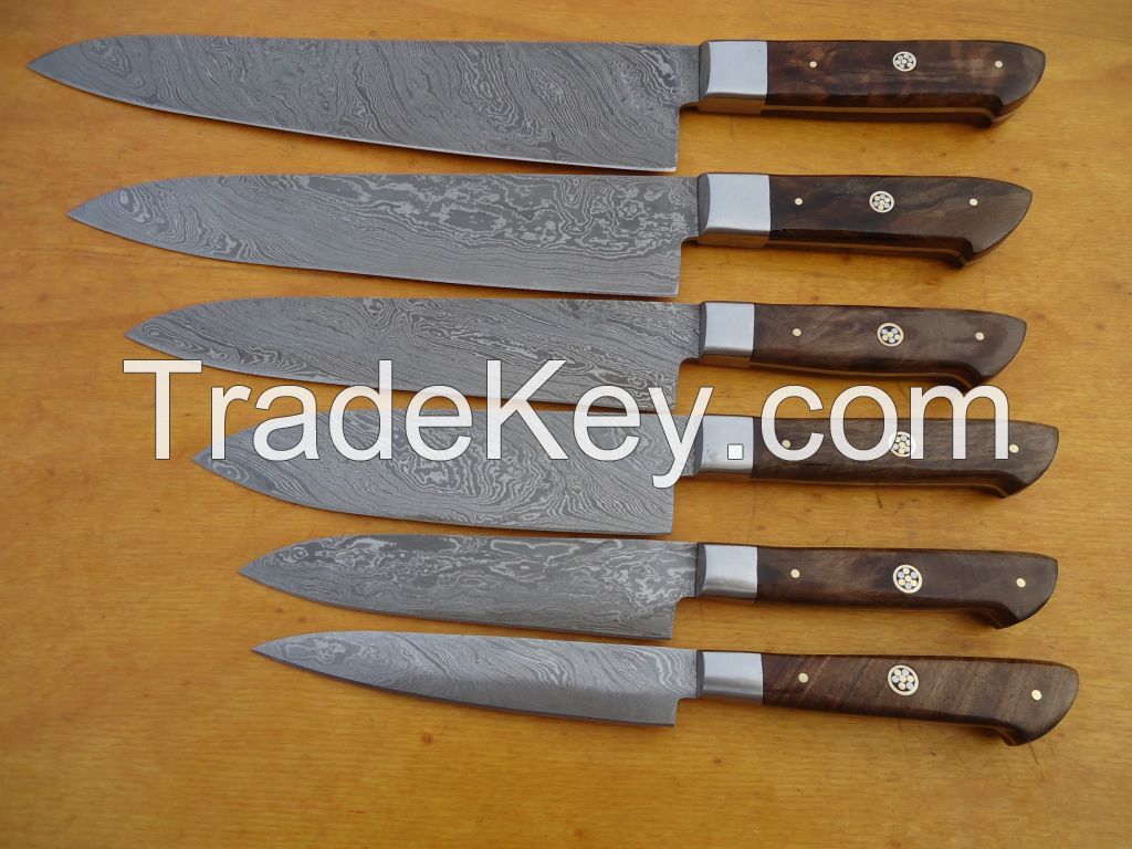 Kitchen Knife set Damascus steel chef knives custom cook 1071-WN