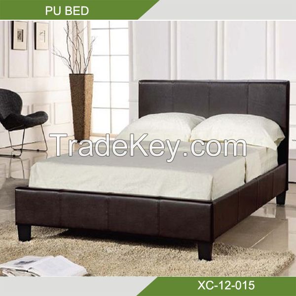 Cheap modern furniture PU faux leather bed manufacturer XC-12-015