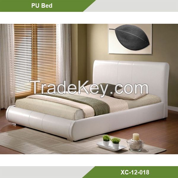 Morden king size white leather bed XC-12-018