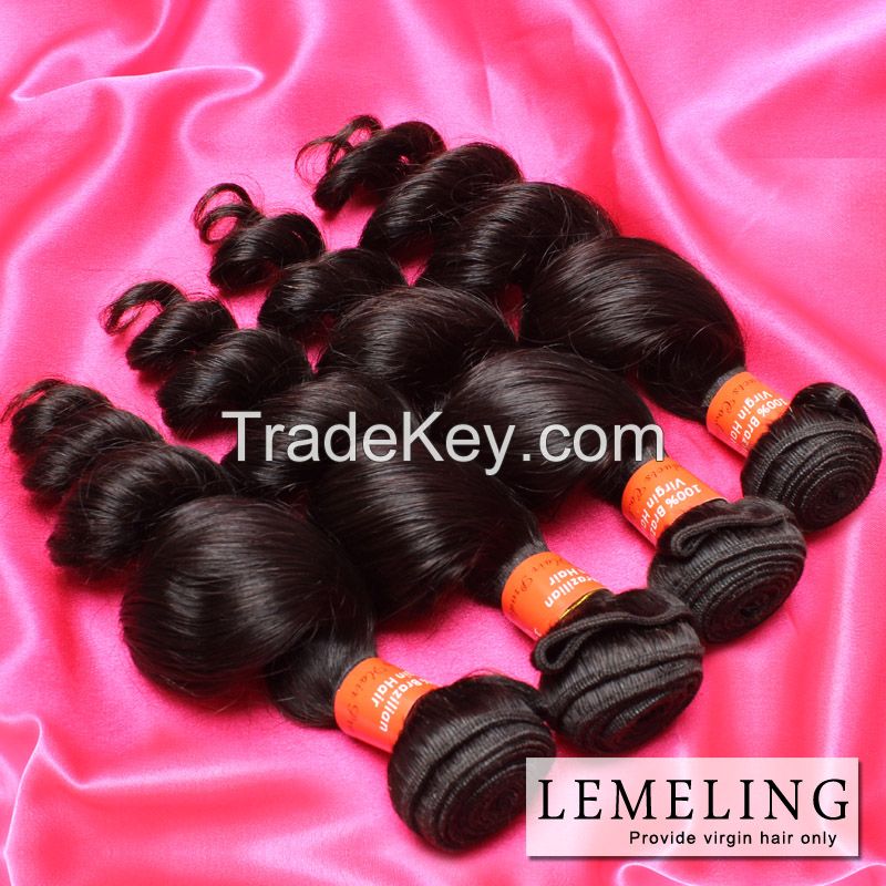 Brazilian virgin hair loose wave superior quality human hair weaves no Chemical hold intact cuticle human hair