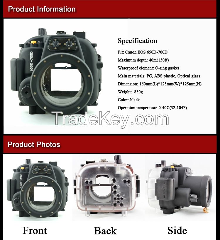 underwater waterproof housing for Canon 650D/700D