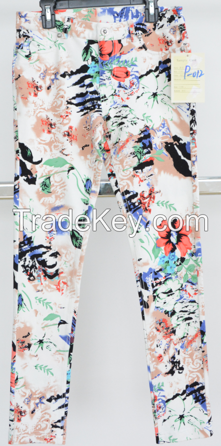 New Woman Cotton Vintage Slim Floral Print Pants Casual Pencil Cotton Jeans Skinny Straight Denim Full Length Pants