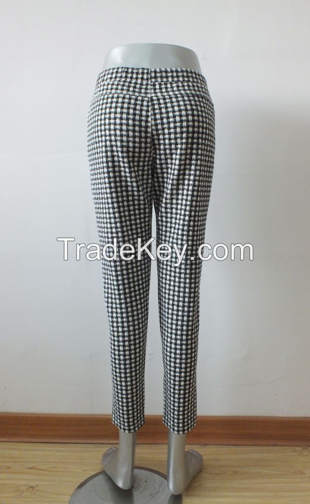 New 2014 Women Plaid  Leggings  Ladies Slim Pencil Pants Plus Size Cotton Long Trousers