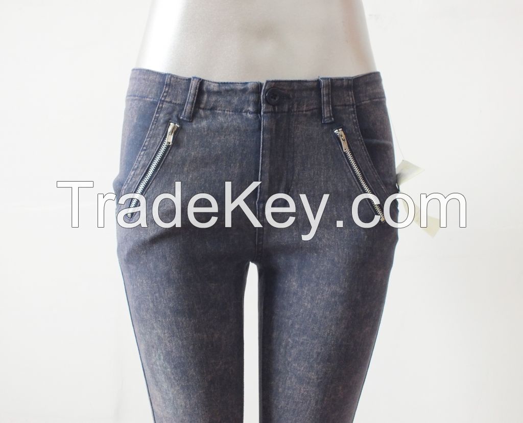 Fashion Women Zipper Jeans Spring/Summer SkinnyJeans Casual Pencil Pants 