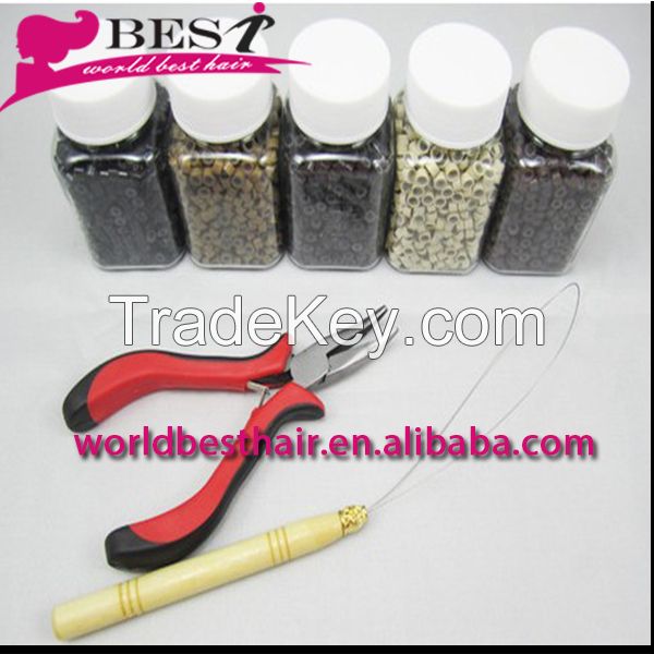 wholesale price hair extension tools silicone micro bead 6 colors,1000pcs/bottle