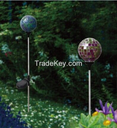 mosaic glass ball stake solar light for garden decoration
