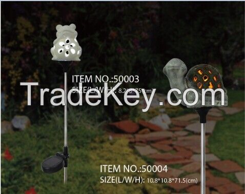 ceramic tortoise frog stake solar light