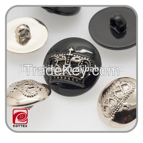 embossed crown logo plastic shank button,decorative bulk coat button  