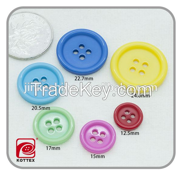 2014 hole fancy candy color polyester button,regular plastic resin button for clothing  