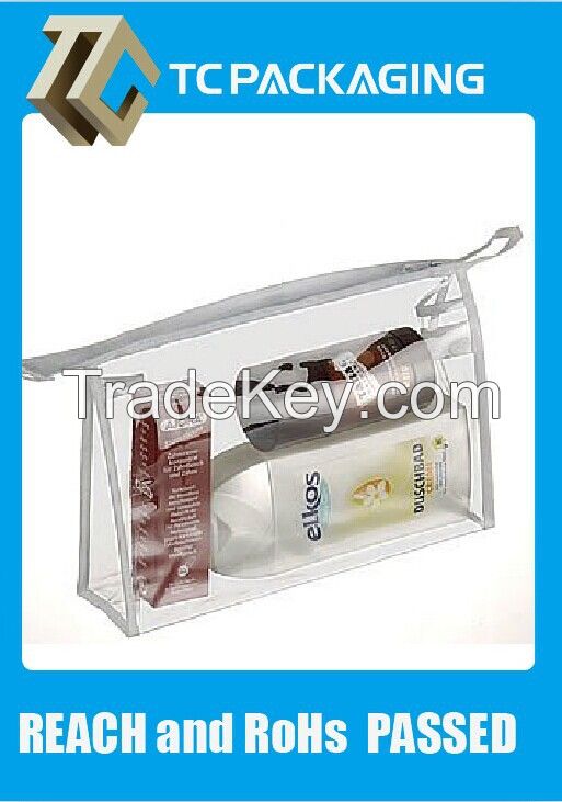 clear zipper make up bag PVC cosmetic pouch