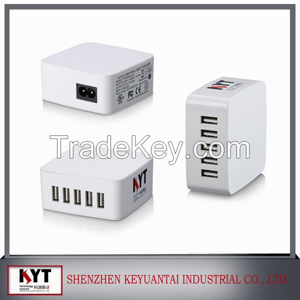 Factory price 2014 wall charger adapter for cell phone  5 USB Port 