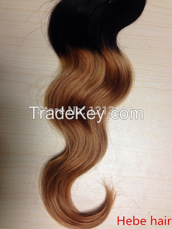 100% brazilian human hair body weave 20 inch ,1b/27two tone colour ,3pcs/lot fast shiiping 