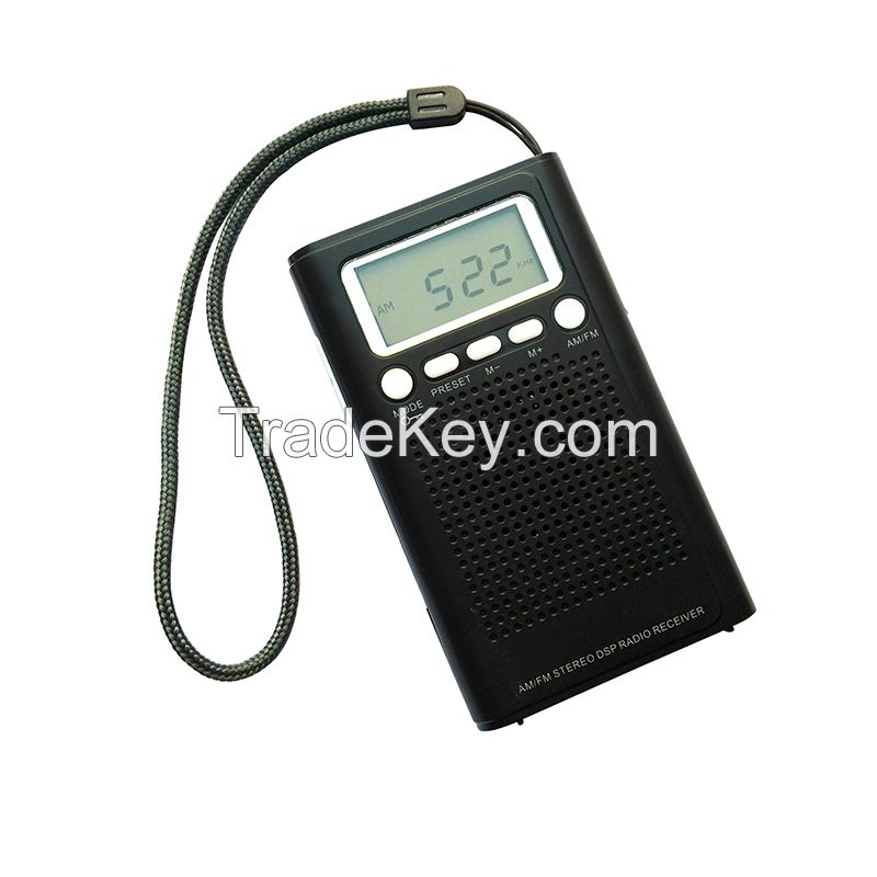 Portable outdoor mini pocket LCD Alarm Stereo Radio receiver