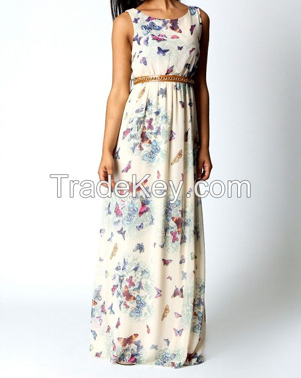 Hot Selling Lastest Printing Chiffon Women Maxi Dress