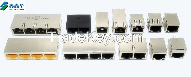 1*N RJ45 connector with integrated magnetics