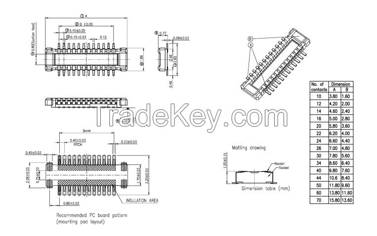 BTB Connector 0.4mm Picth H:1.0mm