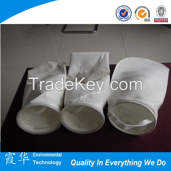 polyester needle felt liquid filter bag with plastic ring