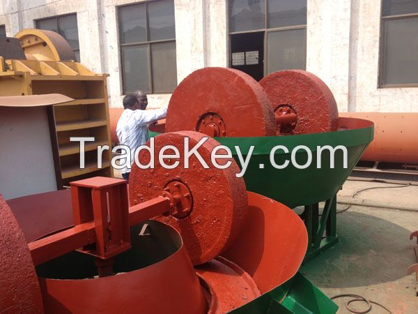 Zhengzhou gongyi wet pan mill/floating round grinding machine/gold refining machine