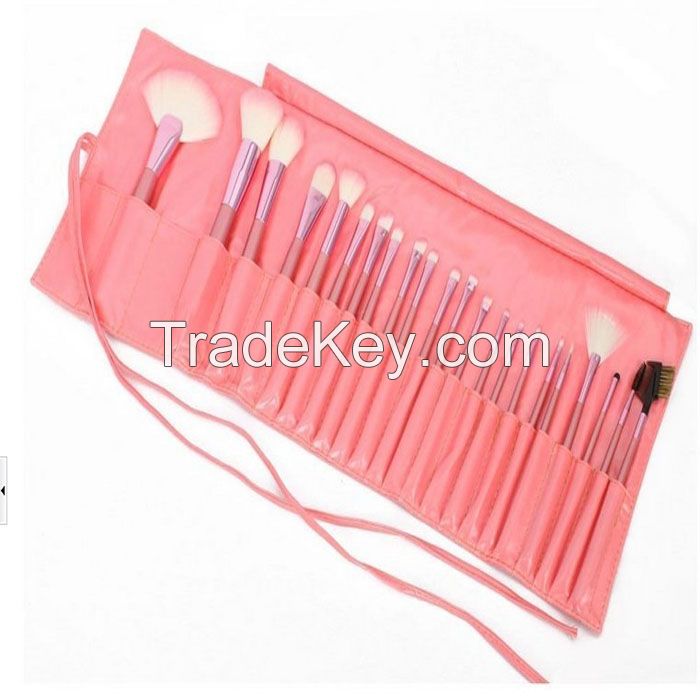 100sets/lot,Pretty Design 22pcs Cheek Makeup Brushes Set Kit Goat Hair Pink Cosmetics Brushes Hottest Sale Brushes