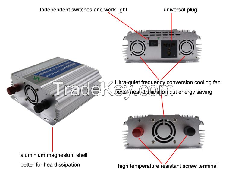 Power Sufficient 1000w DC12V/24V to AC110V/220V Solar Power Inverter