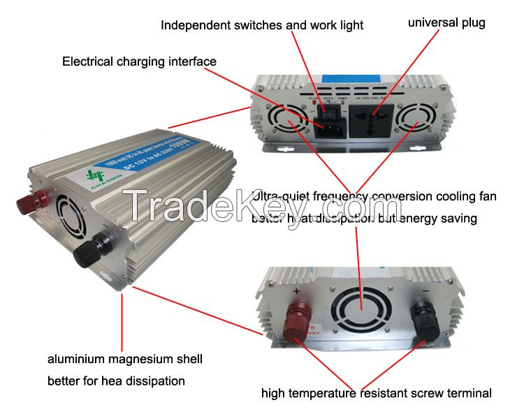 Hot sale!1000W inverter with charger-10A , DC12V/24V to AC110V/220v solar power inverter with charger